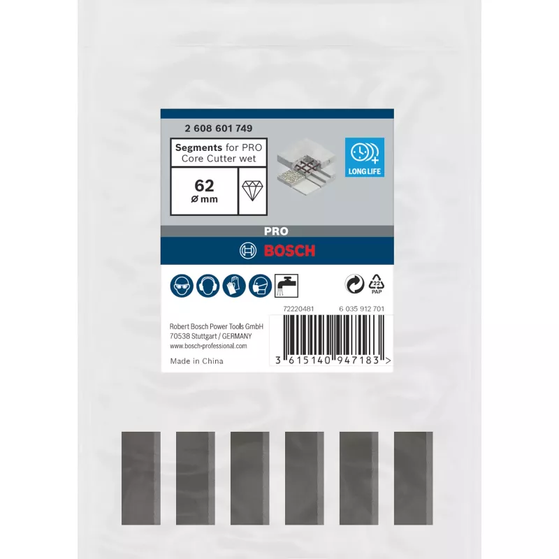Dimanta griešanas segments, Bosch 2608601749, 62 x 450 mm (1 1/4 colla)