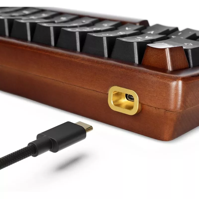 Sharkoon 100068100 tastatūra birojam USB QWERTZ vācu koka krāsā 61 taustiņi RGB LED
