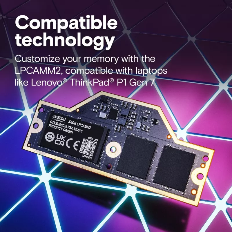 Piezīmjdatora atmiņa DDR5 LPCAMM2 64GB/7500 LPDDR5X