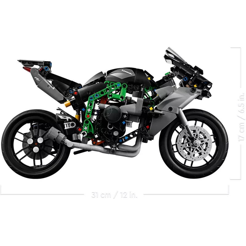 LEGO Technic motocikla modelis Kawasaki Ninja H2R 42170 — 1:1 mēroga replika, 643 detaļas, instrukciju lapa, no 10 gadiem