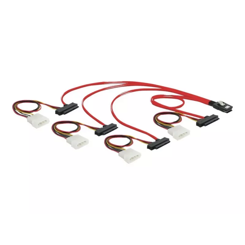 DeLOCK - iekšējais SAS kabelis (Serial Attached SCSI) - 4 joslu - 36 kontaktu 4i Mini MultiLane - iekšējā barošana, 4 kontaktu, iekšējais SAS, 29 kontaktu (SFF-8482) - 50 cm (83059)