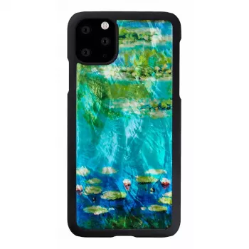 Telefona maciņš iKins iPhone 11 Pro Max — ūdensrožu dizains, melns
