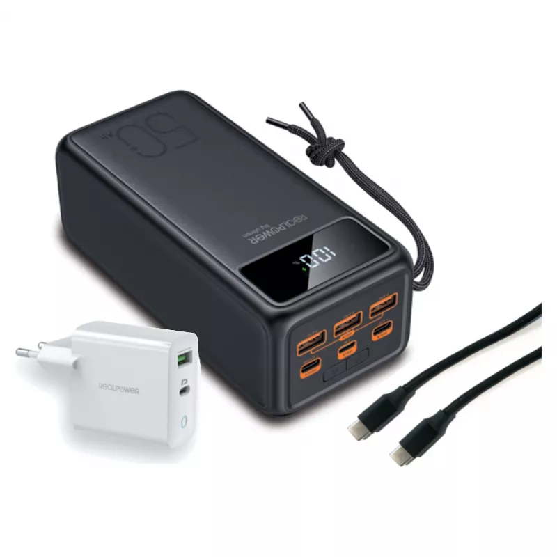Portatīvais akumulators RealPower PB-56000 PD PRO 56000 mAh
