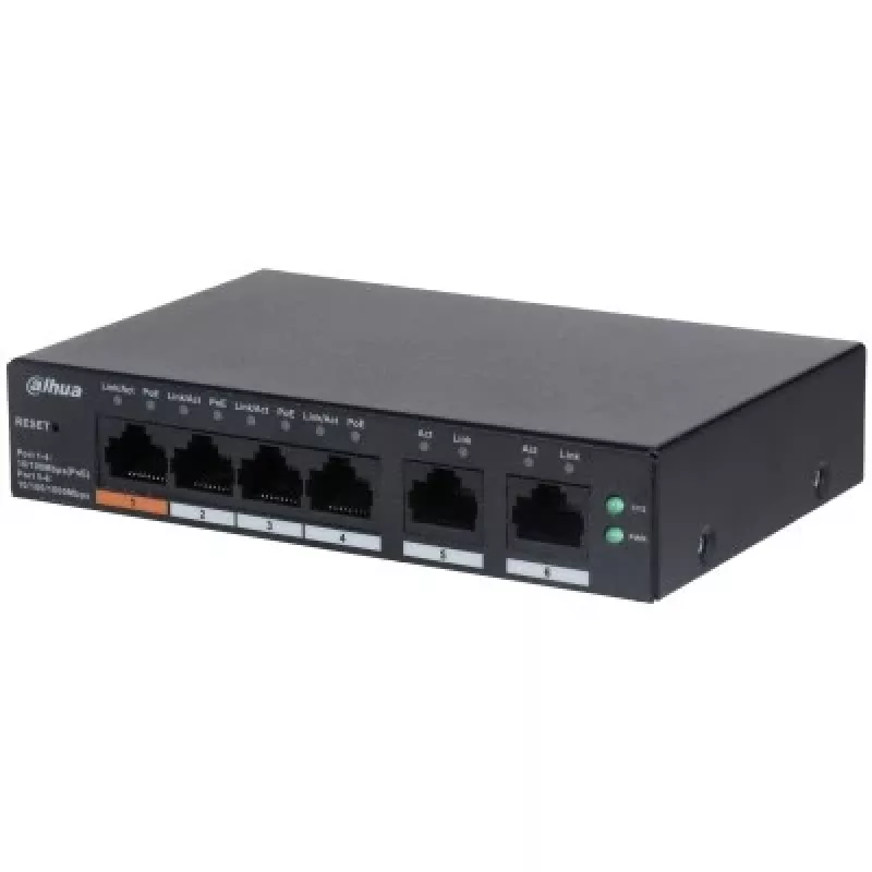 Dahua Technology DH-CS4006-4ET-60 tīkla komutators Pārvaldāms L2 Gigabit Ethernet (10/100/1000) Power over Ethernet (PoE) Melns