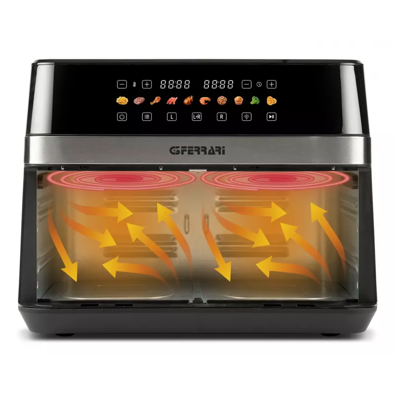 G3 Ferrari G10223 fritieris Double 12 L Brīvi stāvošs 2200 W Karstā gaisa fritieris Melna, Nerūsējošais tērauds