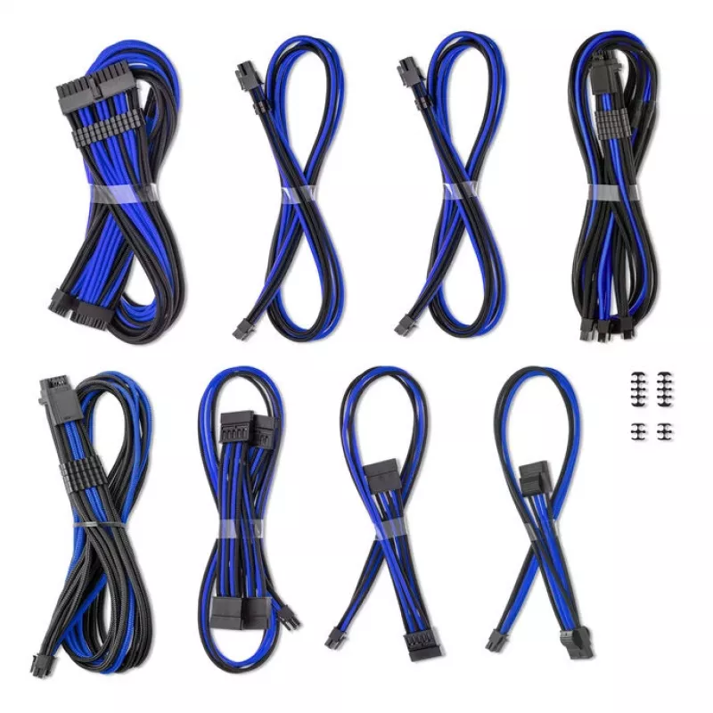 CableMod Dual Set 12V 2x6-pin priekš Corsair RMi/RMx – pielāgota apvalka kabeļu komplekts, zils