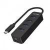 USB centrmezgls Unitek uHUB Q4 — 4 portu USB 3.2 Gen 1 (Type-A) centrmezgls, USB-C resursdators, 5 Gbit/s, 10 W, melns
