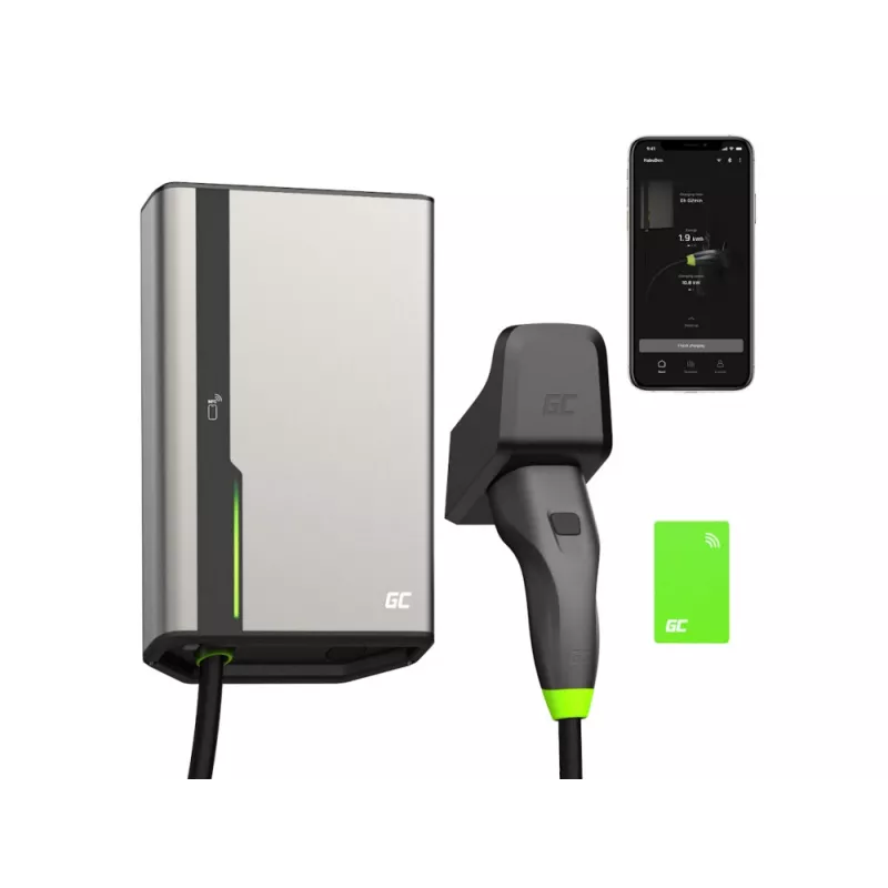 Wallbox zaļa Cell GC EVGC021B2275 3.6-22 kW 7.5 m NFC pelēks alumīnijs