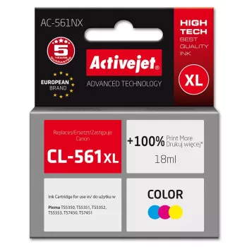 Activejet AC-561NX tinte (aizstāj Canon CL-561XL; Supreme; 18 ml; Krāsa: ciāna, fuksīns, dzeltena)