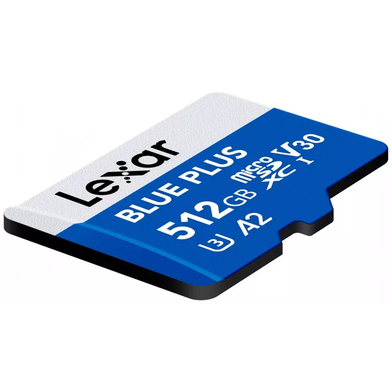 MicroSDXC atmiņas karte Lexar BLUE PLUS 512 GB, UHS‑I, lasīšanas ātrums 170 MB/s, U3/V30