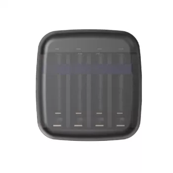 XTAR BC4 bateriju uzlādes ierīce AA/AAA NiMH un litija-jonu, 4 nodalījumi, līdzstrāvas/USB ieeja, melna