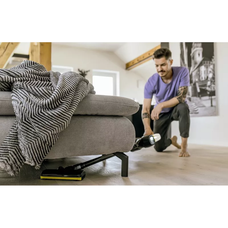 Vertikālais putekļsūcējs Karcher 2-in-1 VC 4, bez maisiņa, bezvada 21.6V Li-Ion, 30 min darbības laiks, HEPA, 2 ātrumi, dzeltens/melns