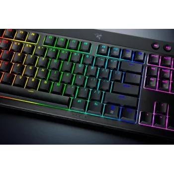 Razer MelnsWidow V4 Low-Profile HyperSpeed tastatūra Spēļu USB RF Bezvadu Bluetooth QWERTY US International Melna
