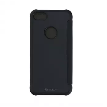 Phone wallet case Tellur iPhone 8 — sintētiskā āda, melna, ar spoguli