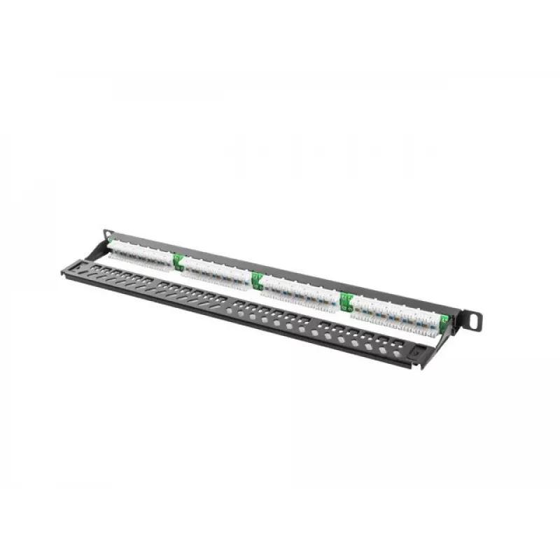 Lanberg PPU5-0024-B - RJ-45 - Cat5, Cat5e - melns - metāls - montāža statnē - 0,5U (PPU5-0024-B)