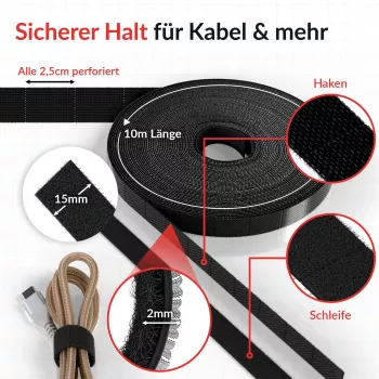 Kabeļu āķa-cilpas rullis Label the kabelis LTC 1410-10 — 10 m, melns