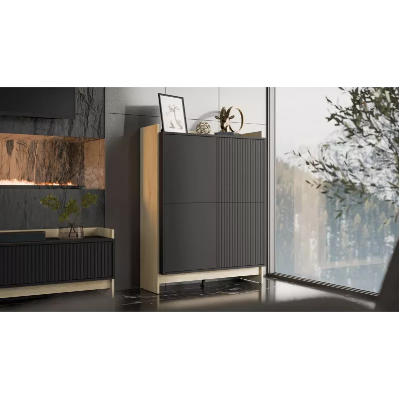 Cama PORTO kumode 100x38x130 ozols/melns