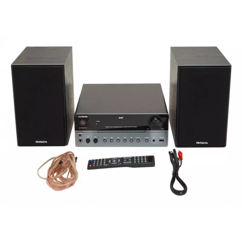 Mājas audio mikrosistēma Aiwa MSBTU-700DAB — 25W RMS, DAB+/FM, Bluetooth 10m, teknes CD, LED displejs, melna/Arktikas zila