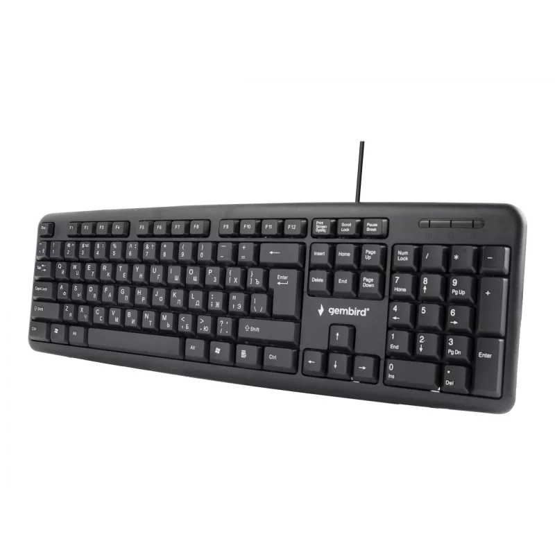 Tastatūra Gembird KB-U-103-RU Office USB QWERTY angļu krievu melna