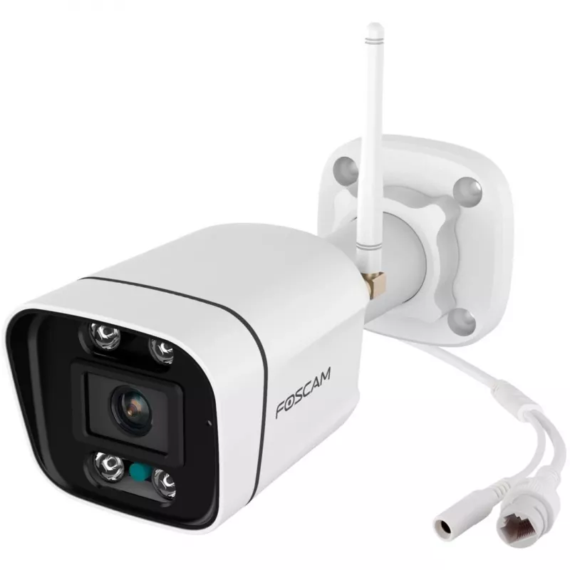 Foscam V8P Wi-Fi novērošanas kamera balta 8MP (3840x2160), divjoslu Wi-Fi, iebūvēts prožektors un signalizācijas sirēna (V8P-W)