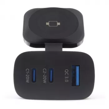 RealPower 450476 mobilās ierīces lādētājs Ārējam akumulatoram, viedpulksteņiem, planšetdatoriem Melns Maiņstrāva Bezvadu uzlāde Ātrā uzlāde Iekštelpās