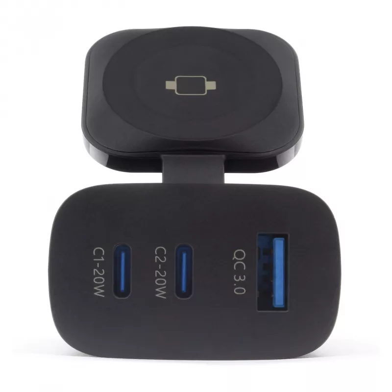 RealPower 450476 mobilās ierīces lādētājs Ārējam akumulatoram, viedpulksteņiem, planšetdatoriem Melns Maiņstrāva Bezvadu uzlāde Ātrā uzlāde Iekštelpās