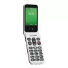 Feature phone Doro Leva E22 atvāžamais, 2,8 collu (7,11 cm) displejs, Viena SIM karte, 0,3 MP kamera, 1150 mAh, 127,8 g, Sarkans/Balts