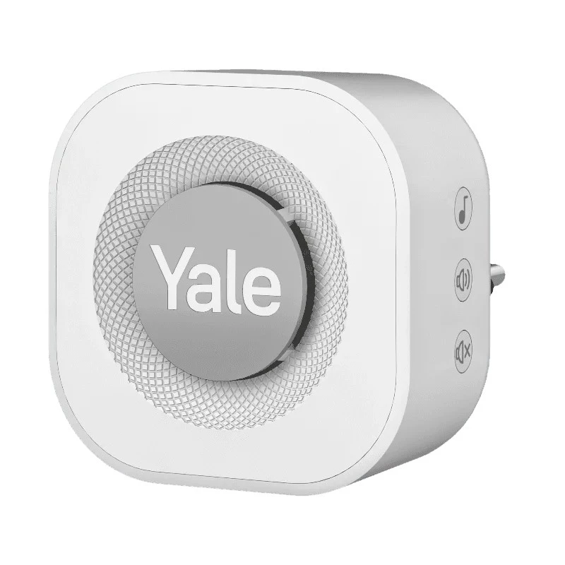 Yale durvju zvana signāls pelēks, balts