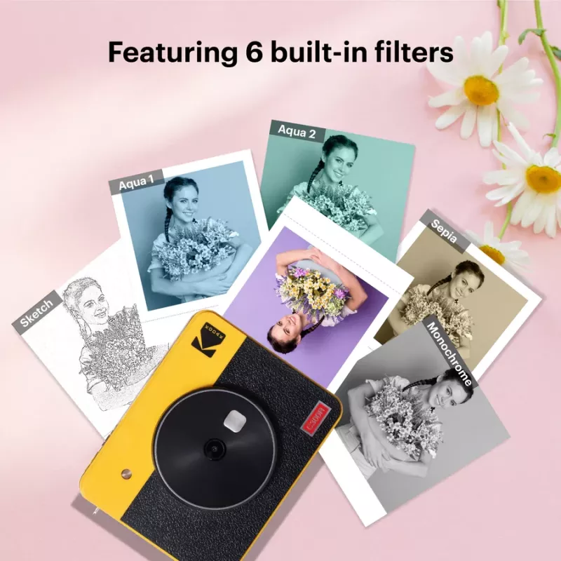 Momentānā kamera Kodak Mini Shot 3 Retro C300R dzeltena — tūlītēja drukāšana, kompakts dizains
