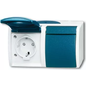 BUSCH JAEGER 20/2 EBW-53 - CEE 7/3 - 2P+E - Zila - Balta - IP44 - 250 V - 16 A