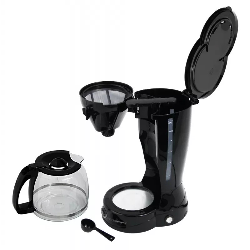 Pilējošais kafijas automāts ESPERANZA EKC009, 1,5 L ūdens tvertne, 800 W, uzstādāms uz galda, melns