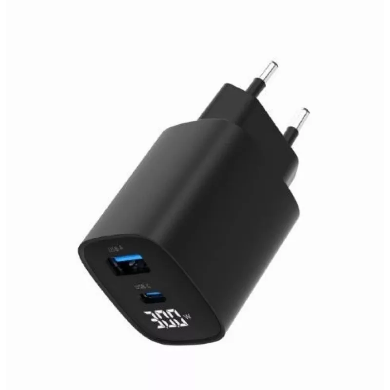 Mobilās ierīces lādētājs Gembird TA-UC-PDQC30LCD-BK-01 Ātrā uzlāde Melns