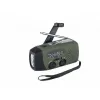 Avārijas radio FOSCO 464600 ar LED lukturīti, ārējo akumulatoru, FM, IPX3, saules/manuālo/USB-C uzlādi — zaļš/melns
