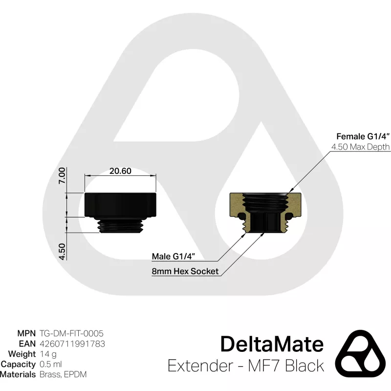 Thermal Grizzly DeltaMate Extender - MF7 melns (TG-DM-FIT-0005)