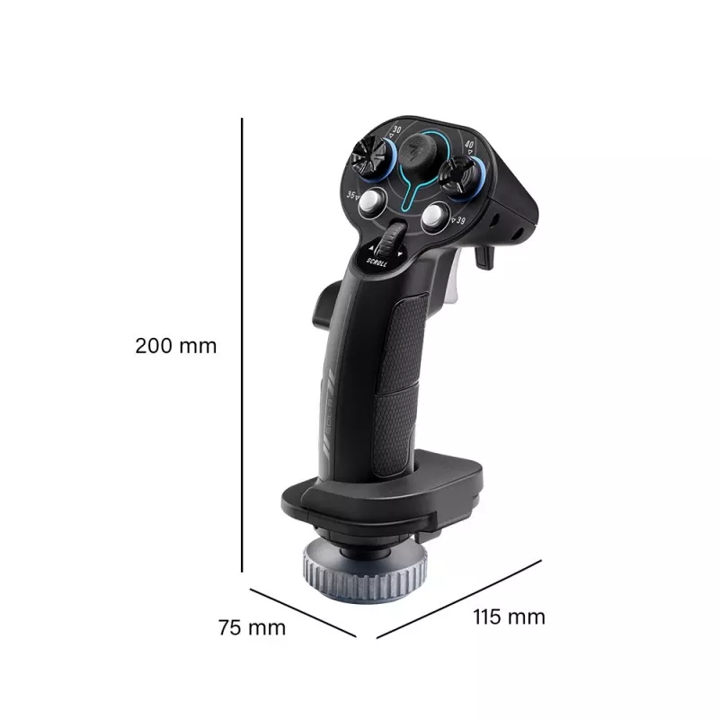 Flightstick pievienojamais rokturis Thrustmaster Sol-R 3 AVA, melns, USB Type-C, analogais/digitālais, PC, 75×115×200 mm