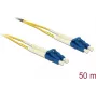 Optiskās šķiedras kabelis DELOCK 80159 OS2 50 m 2x LC → 2x LC, 9 µm, pilns duplekss, dzeltens/zils
