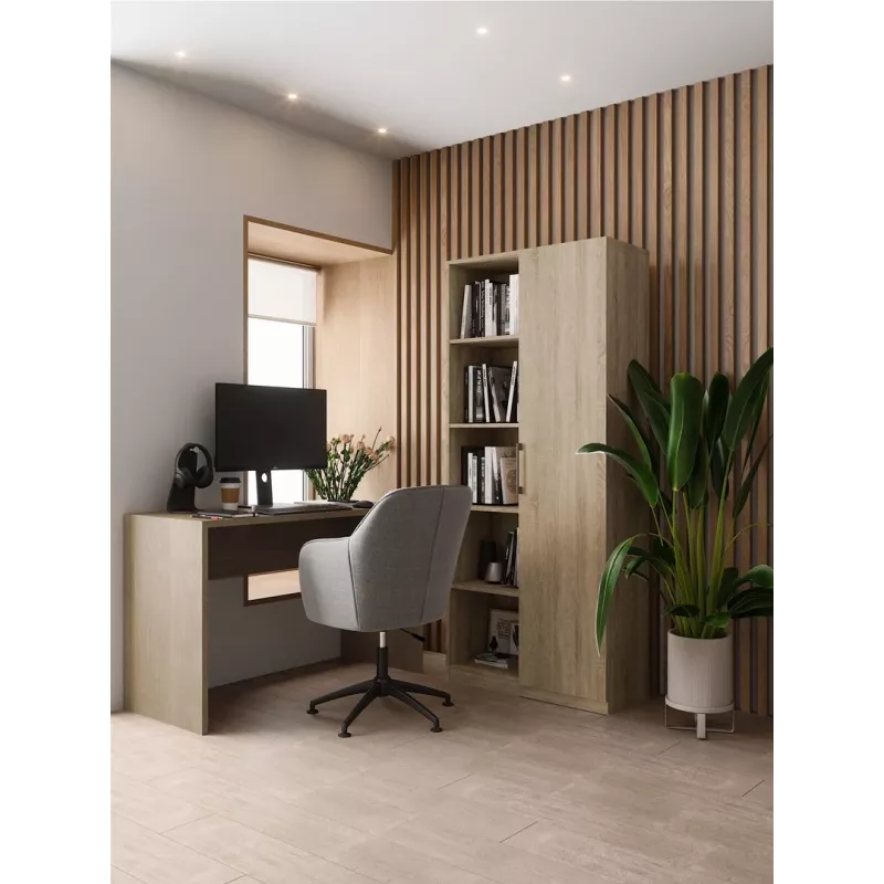 Biroja grāmatu skapis Top e shop RD-80 SONOMA KPL, ozola apdare, 10 plaukti, 800×300×1820 mm, skaidu plātnes rāmis
