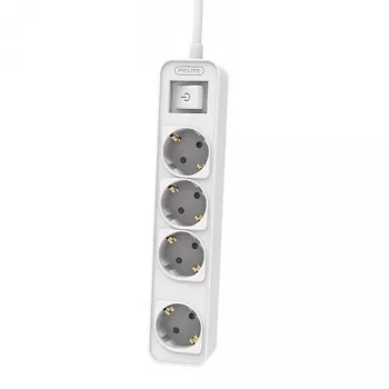 Pagarinātājs Philips Phil-CHP2144W/60 1,5 m, 4 maiņstrāvas rozetes, balts