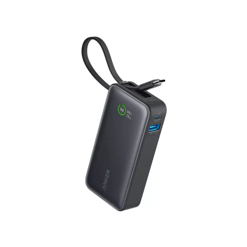 Powerbank 545 NANO 30W 10000mAh ar iebūvētu USB-C kabeli, melns