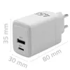 GaN 45W lādētājs 5V 20V 1.5A 3A, 1xUSB C PD, 1xUSB A