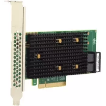 Saskarnes karte Broadcom HBA 9500-8i PCIe NVMe uz SAS, 1 iekšējais mini-SAS ports, pilna augstuma/zema profila, pelēka/melna