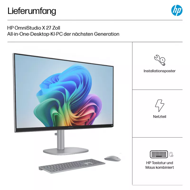 HP OmniStudio X 27-cs1077ng 27 collu FHD skārienjutīgs All-in-One dators, Intel Core Ultra 7 256V, 16 GB RAM, 1 TB SSD