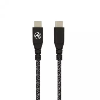 USB Type-C uz Type-C datu kabelis Tellur TLL155471, 1 m, 3 A, 60 W PD, neilona pinums, melns