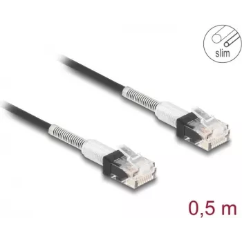 Tīkla kabelis DeLOCK RJ45 0.5m Cat.6A UTP Melns