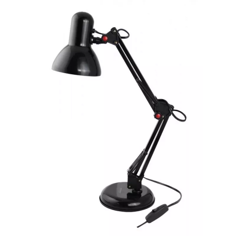 Galda lampa ESPERANZA AVIOR E27 12W LED, melna, regulējams augstums, elastīga svira, E27 ligzda
