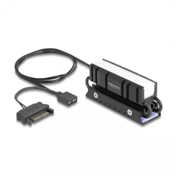 Heatsink DELOCK 18460 for M.2 SSD 2280 — Aluminium/Copper, RGB 5V, Melns