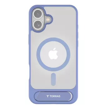 Aizsardzības vāciņš tālrunim Torras Pstand Series iPhone 16 — zils, plāns ar integrētu statīvu