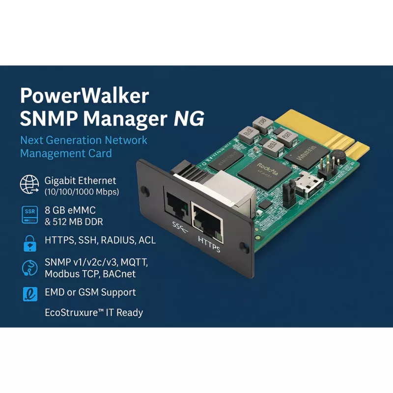 Tīkla SNMP pārvaldnieks PowerWalker Bluewalker 10131023 — centralizēta UPS pārvaldība, izmantojot SNMP