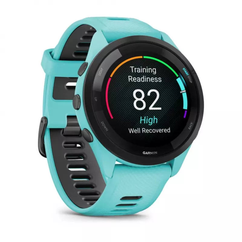Garmin Forerunner 265 3,3 cm (1,3) AMOLED 46 mm Digitāls 416 x 416 pikseļi Skārienekrāns Melns, Zils Wi-Fi GPS (satelīts)