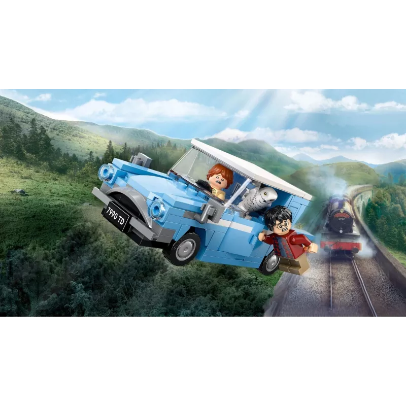 LEGO Harry Potter Lidojošais Ford Anglia auto rotaļlieta bērniem no 7 gadu vecuma, zēniem un meitenēm, būvējams modelis ar Ronu Vīzliju minifigūru un Hedvigu